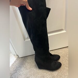 Black over the knee heeled boots